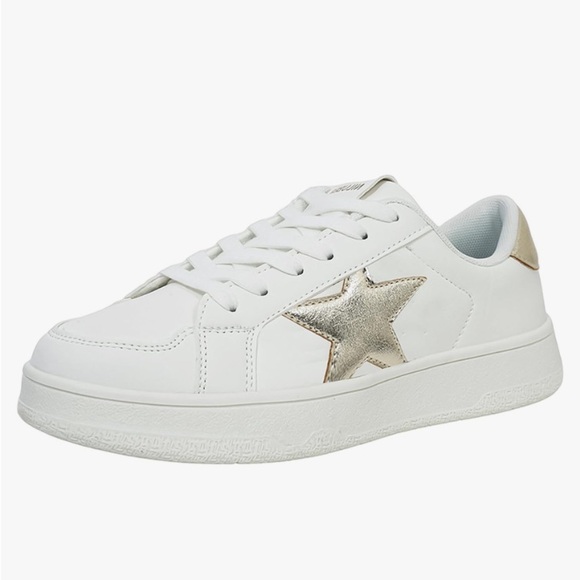 Niluber Shoes - Niluber Size 6 Star Sneakers Low Top Comfortable Cushioned White Gold Sneakers